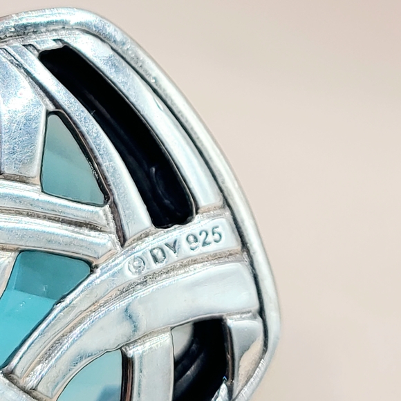 David Yurman Albion 20mm Blue Topaz Pendant Enhancer - Picture 7 of 7